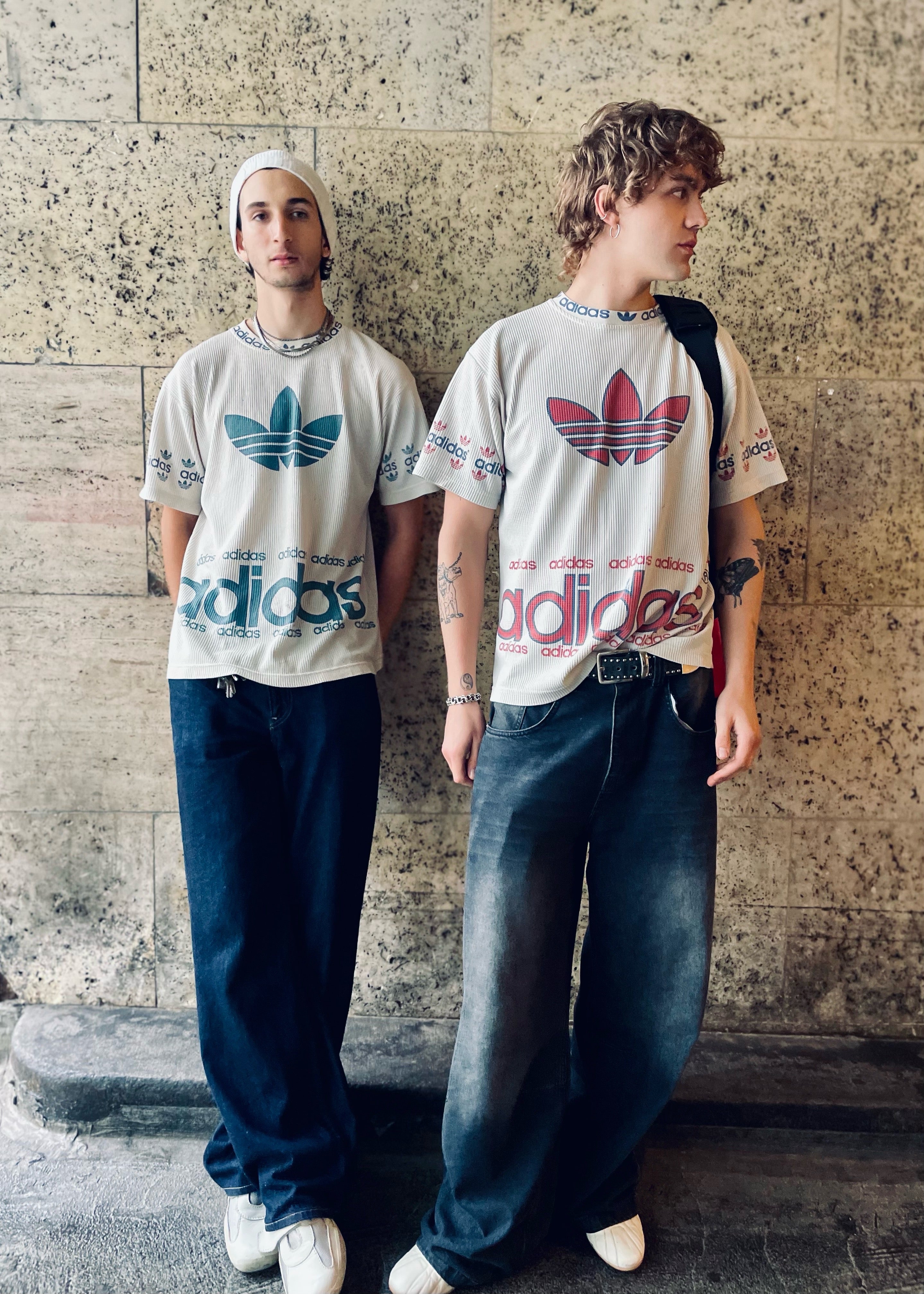 Rare Vintage Adidas Waffle Fabric Logo T-Shirt