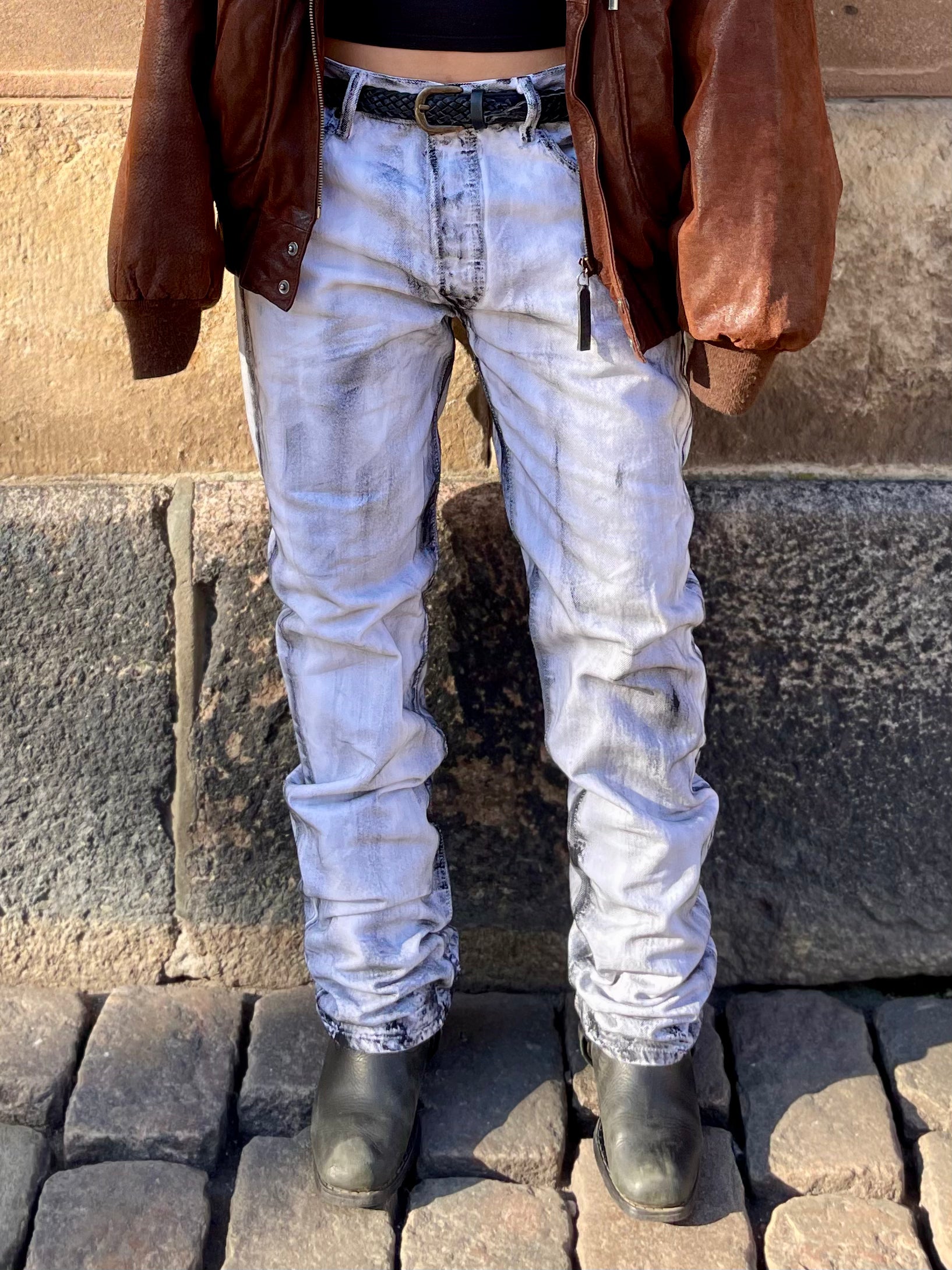 Portayal x 12oz Vintage Upcycled white Levis Jeans