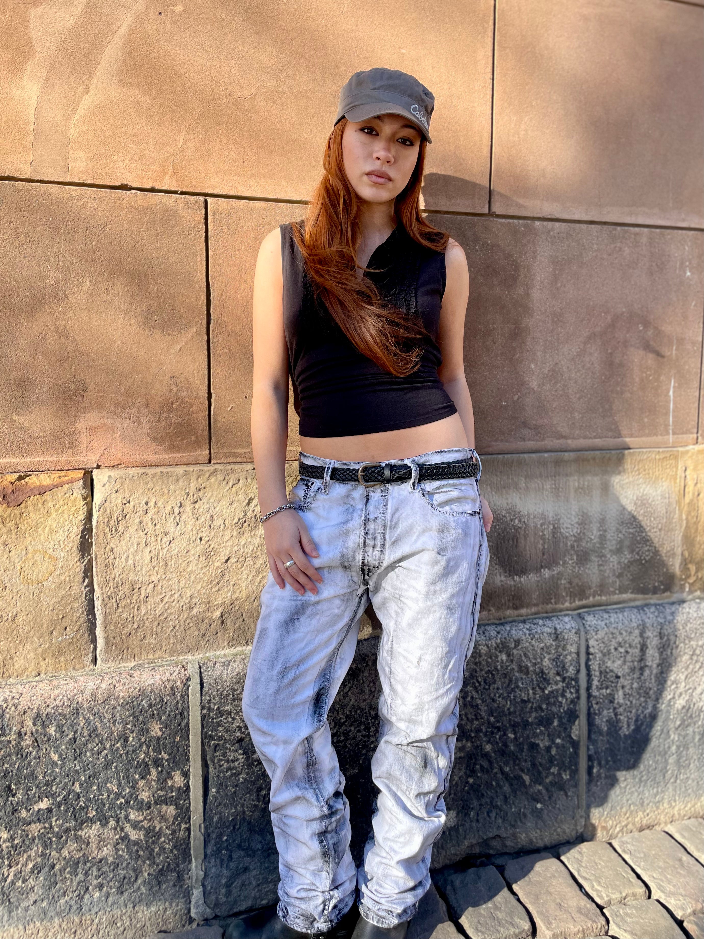 Portayal x 12oz Vintage Upcycled white Levis Jeans