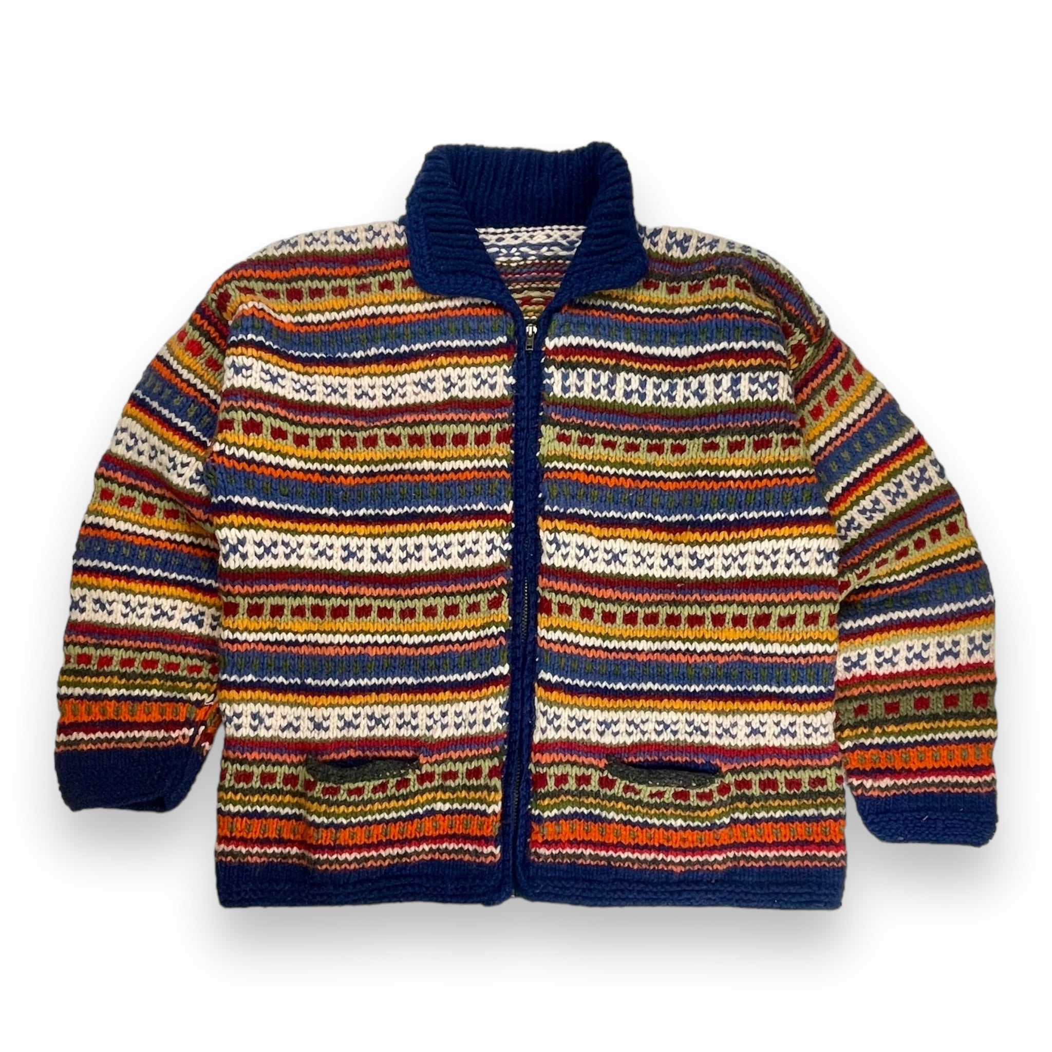 Vintage Hand Knitted Zip-up Cardigan