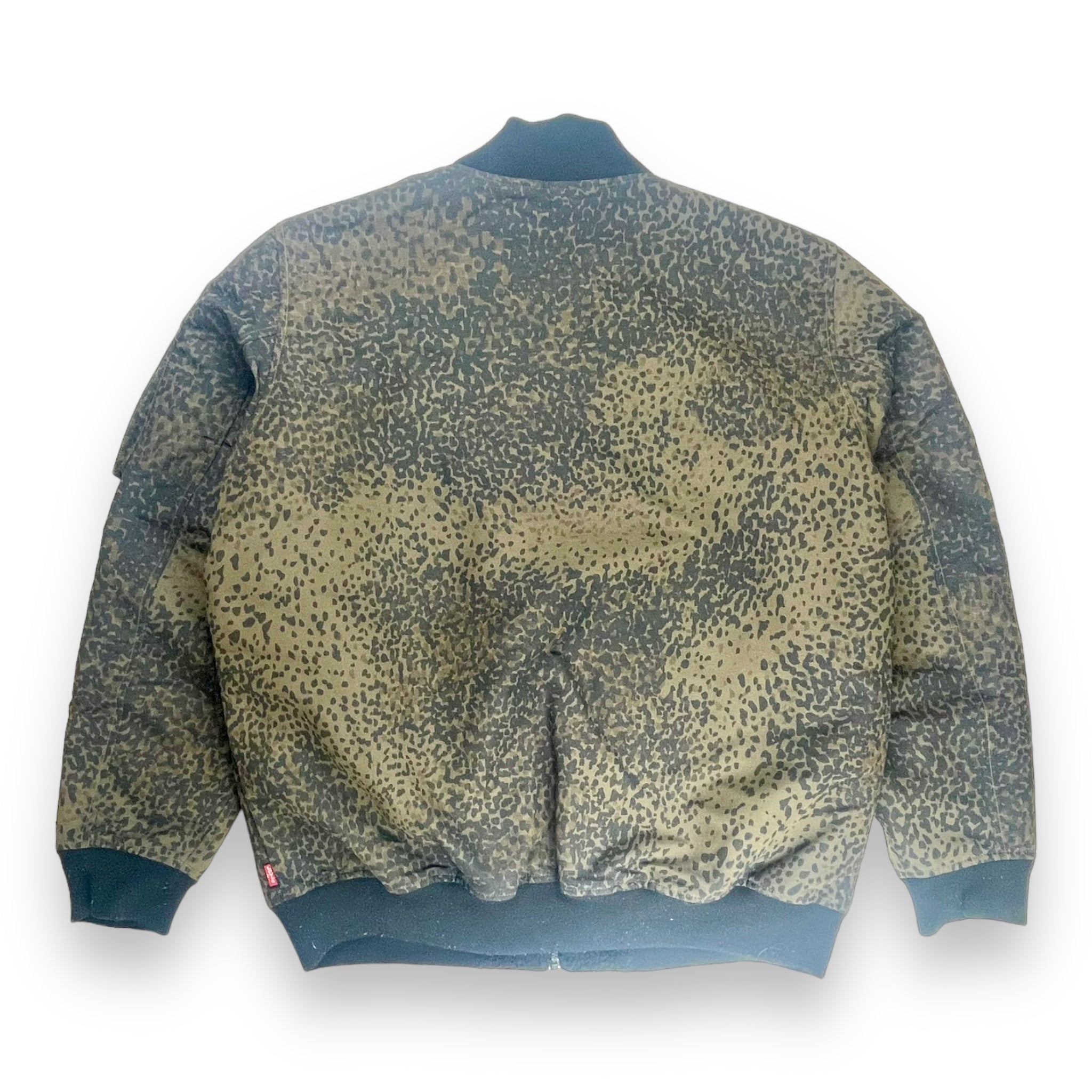 Vintage Leopard Print Camo Bomber Jacket