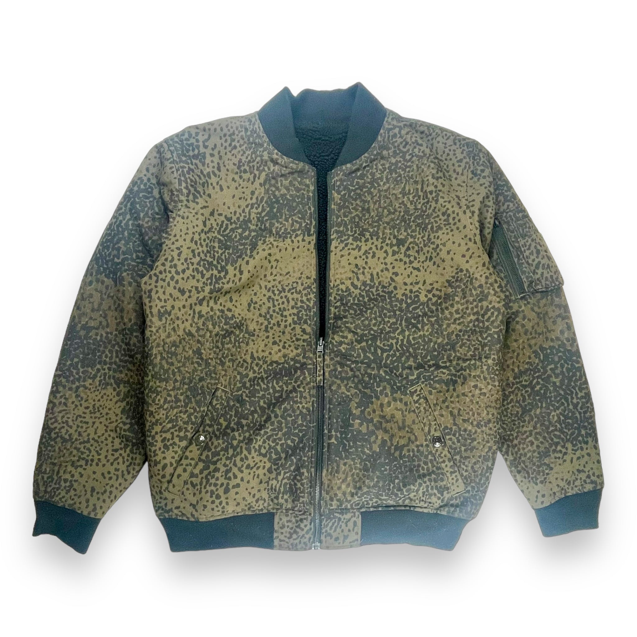 Vintage Leopard Print Camo Bomber Jacket