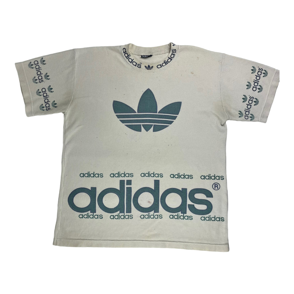 Rare Vintage Adidas Waffle Fabric Logo T-Shirt