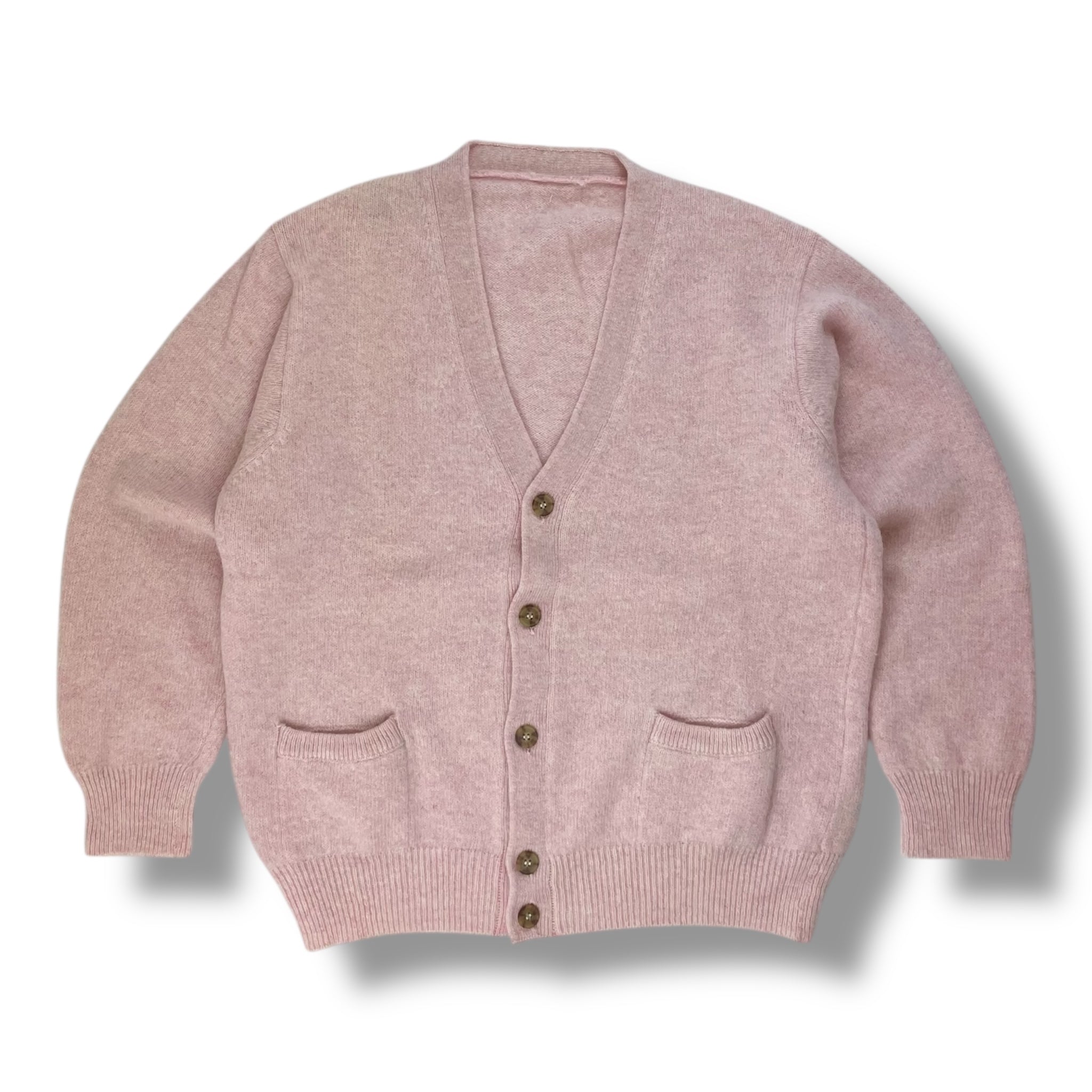 Vintage Knitted Placket Pink Cardigan
