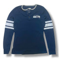Vintage NFL Navy Seattle Seahawks Henley Long Sleeve T-Shirt