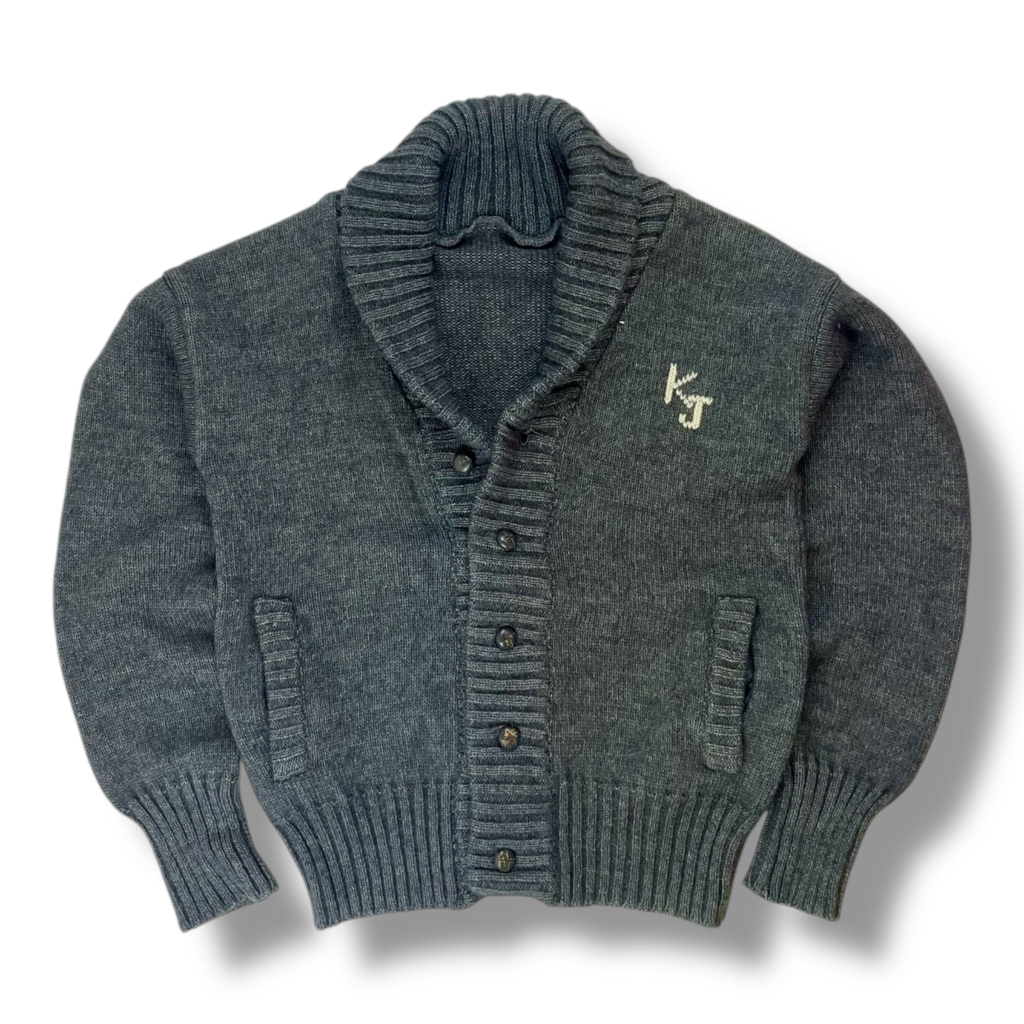 Vintage Shawl-Collar Knit Cardigan