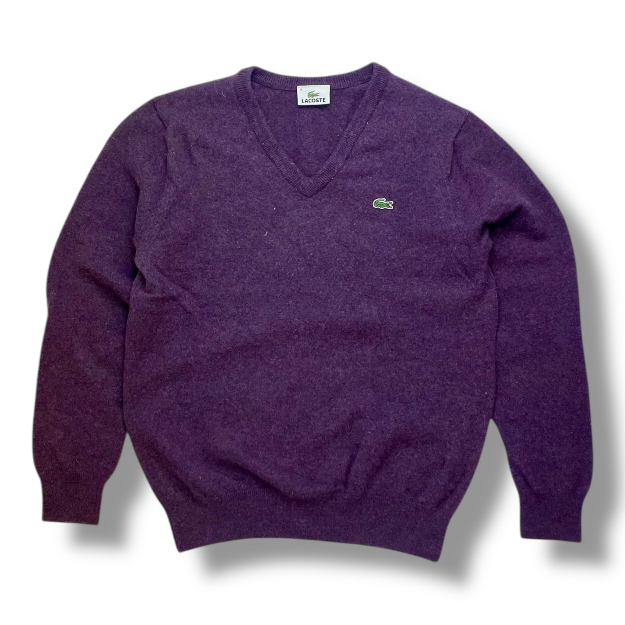 Vintage Lacoste Purple V-Neck Knit Sweater