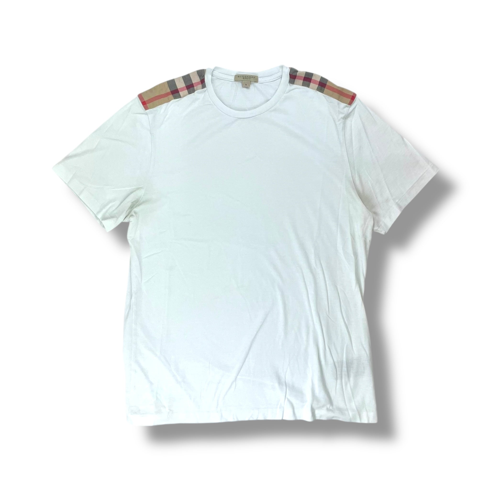 Vintage Burberry Brit White Nova Check Shoulder T-Shirt