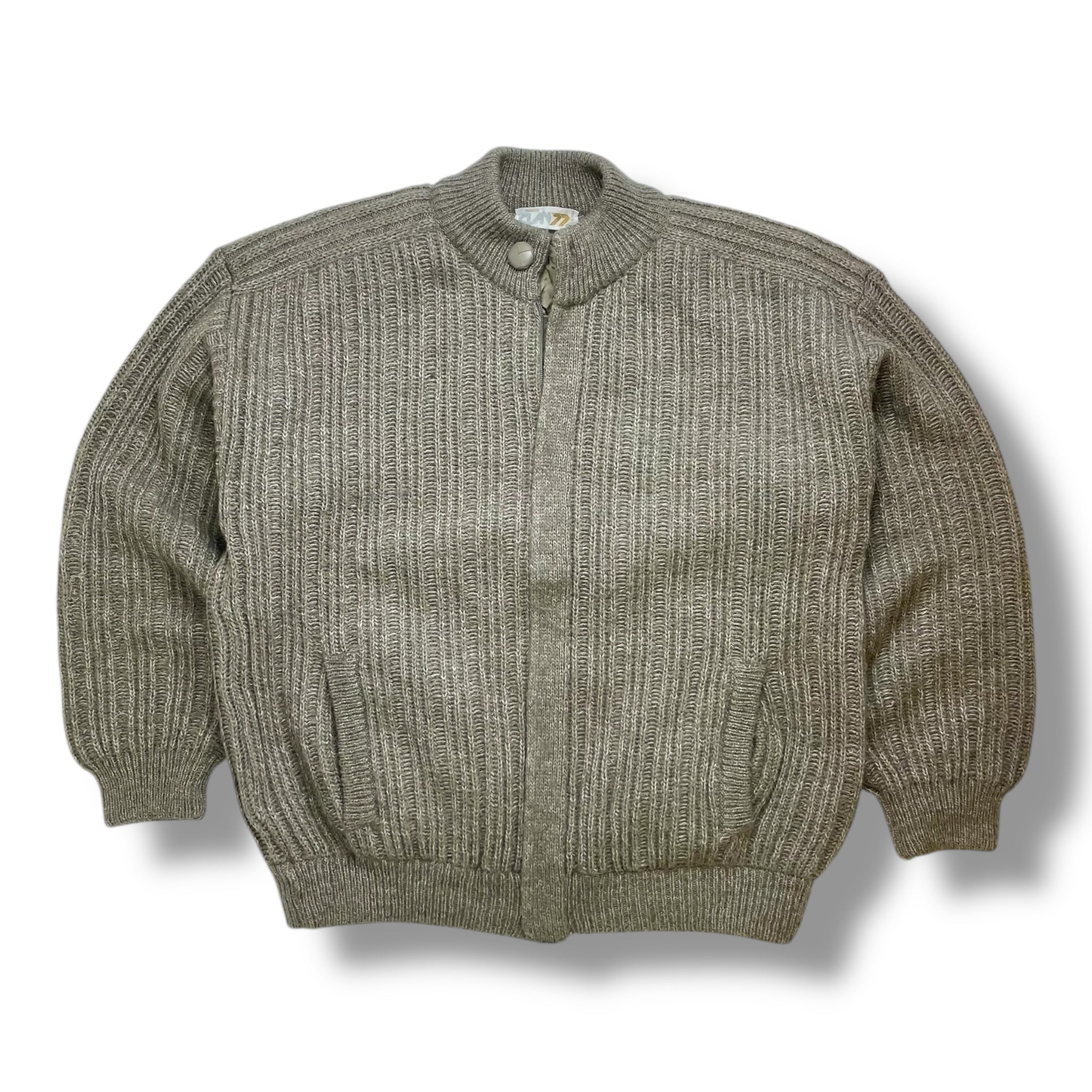 Vintage 70s Cable Knit Zip Cardigan