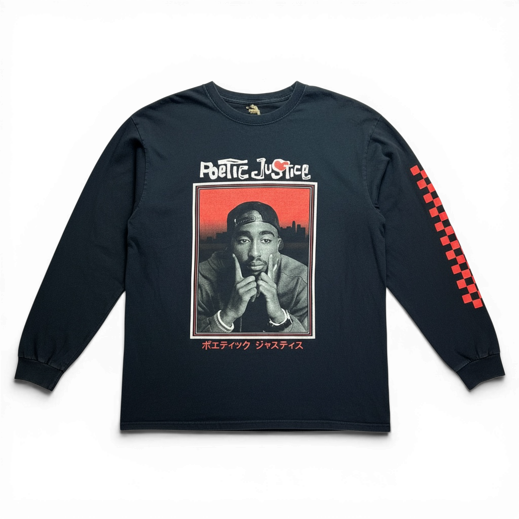 Vintage Tupac Poetic Justice Black Long Sleeve Shirt