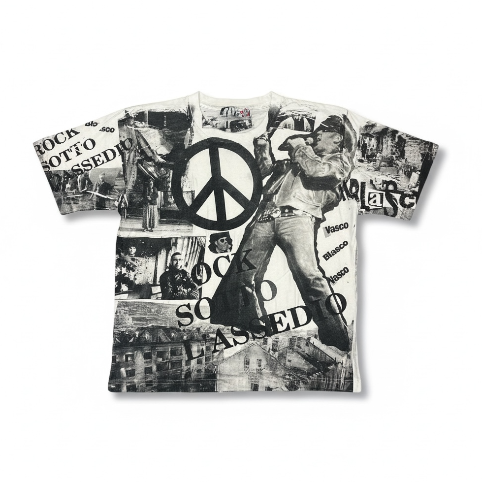 Vintage Screen Printed AOP Vasco Rossi Tour T-shirt