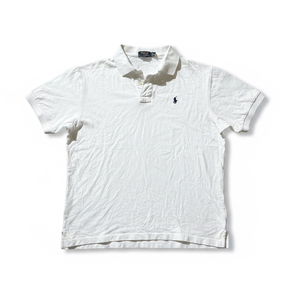 White polo shirt with a brand logo 