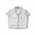 Vintage Denim Vest With Crochet Details