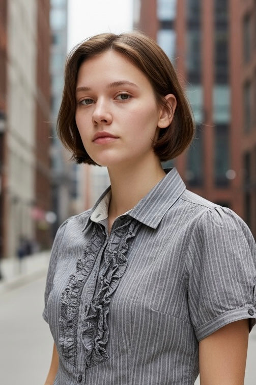 Vintage Repaly striped ruffle blouse