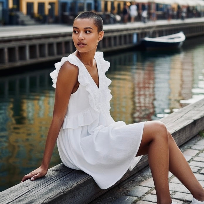 Vintage Sleeveless dress with ruffles