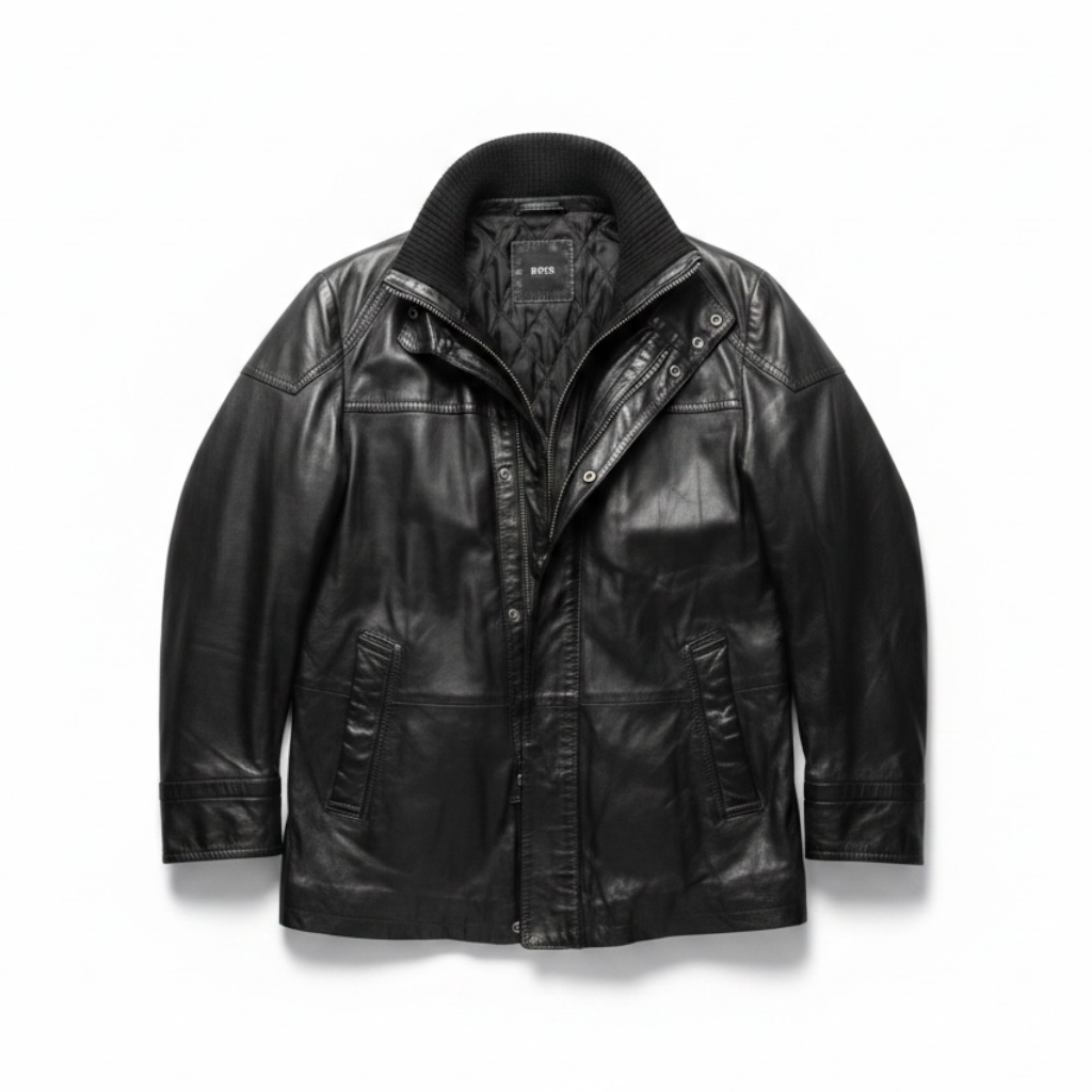 Vintage Hugo Boss Leather Carcoat