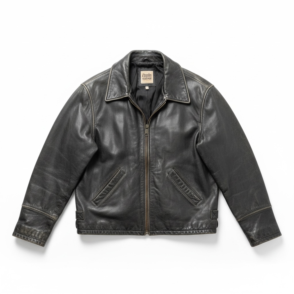 Vintage straight zip Leather Jacket